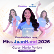 Gwen Perion, representing Bukidnon wins Miss JuanHand 2026 at Miss World Philippines last February 3 at the Mall of Asia Arena